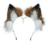 Vigvan Handmade Wolf Fox Ears Animal Cosplay Cute Head Accessories For Halloween (Chain Brown White)