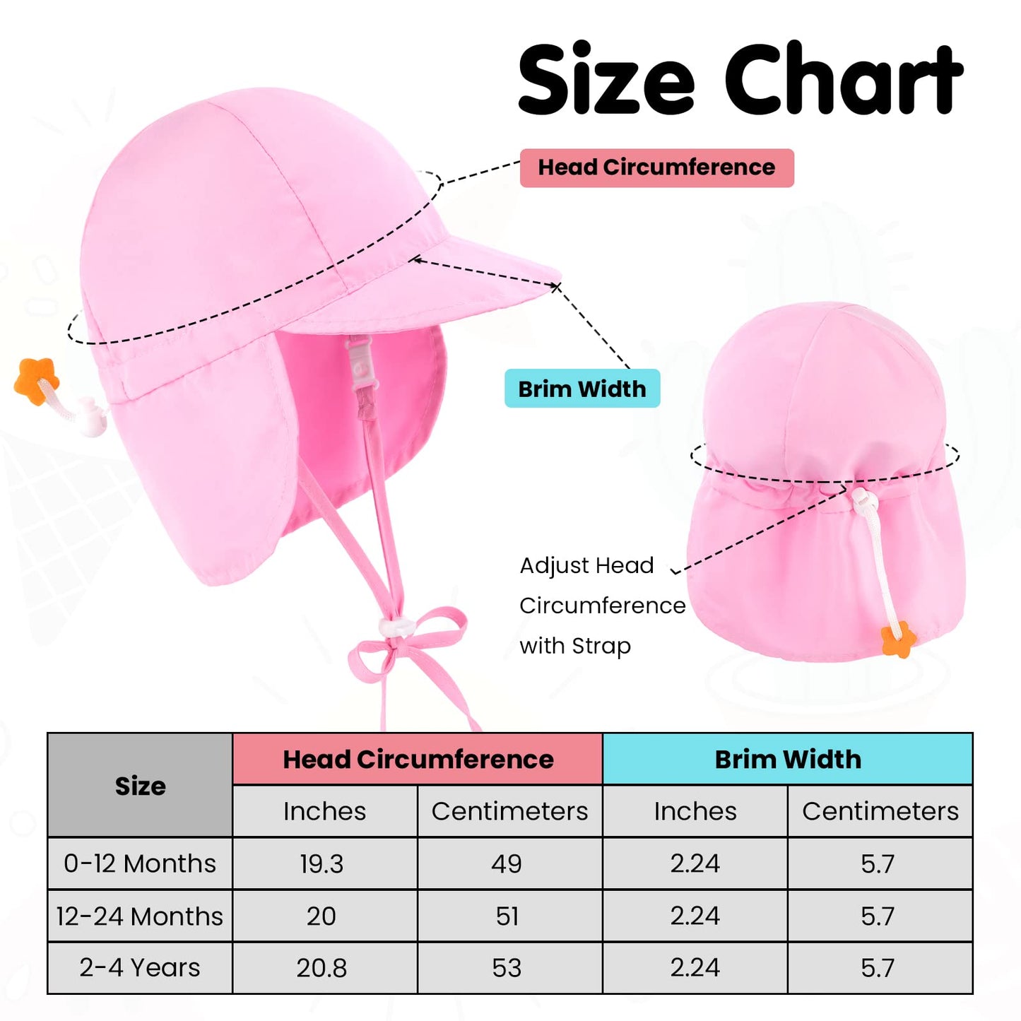 Simplikids Newborn Hats For Girls Upf 50+ Uv Sun Protection Hat For Girls Baby Girl Sun Hat W/Neck Flap Infant Sun Hat For Baby,