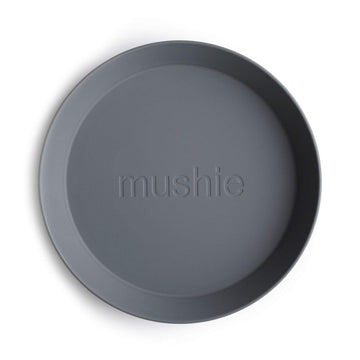 Mushie Round Dinnerware Plates For Kids | Made In Denmark, Set Of 2 (Smoke)