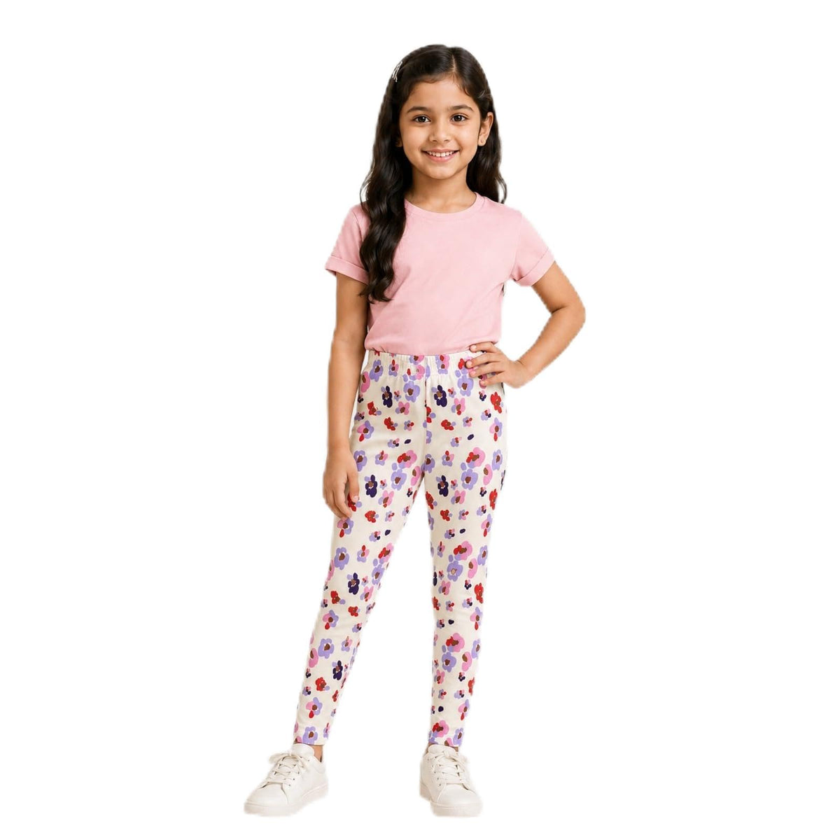CHARM N CHERISH Girls Printed Cotton Leggings,Elastic Waistband Comfortable Ankle Length Bottomwear for Kids (in, Age, 3 Years,