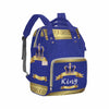 Artsadd Custom Name Diaper Bag For Mom, Personalized Blue Golden Crown Backpack With Stroller Straps Large Travel Shoulder Bag N