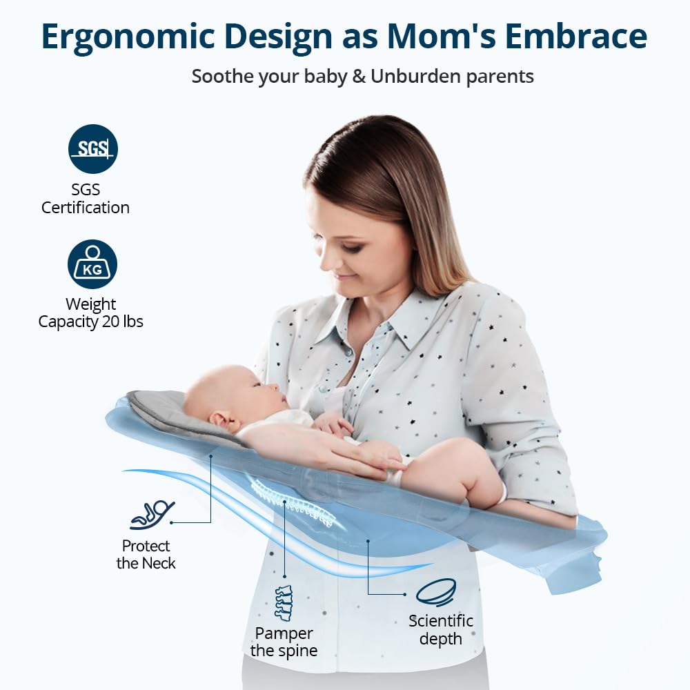 Bioby Baby Swing For Infants With 5 Natural Sway Speeds, Portable Bt Music Bouncer With Remote Control & 5-Point Harness, Lightw