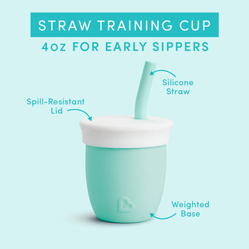 Munchkin Cest Silicone! Open Training Cup With Straw For Babies And Toddlers 6 Months+, 4 Ounce, Mint