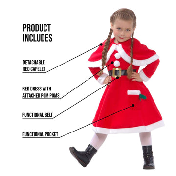 Morph Santa Costume Girls, Mrs Claus Costume For Kids, Mrs. Claus Costume For Girls, Mrs Claus Dress Girls, Santa Dress Girls Sm