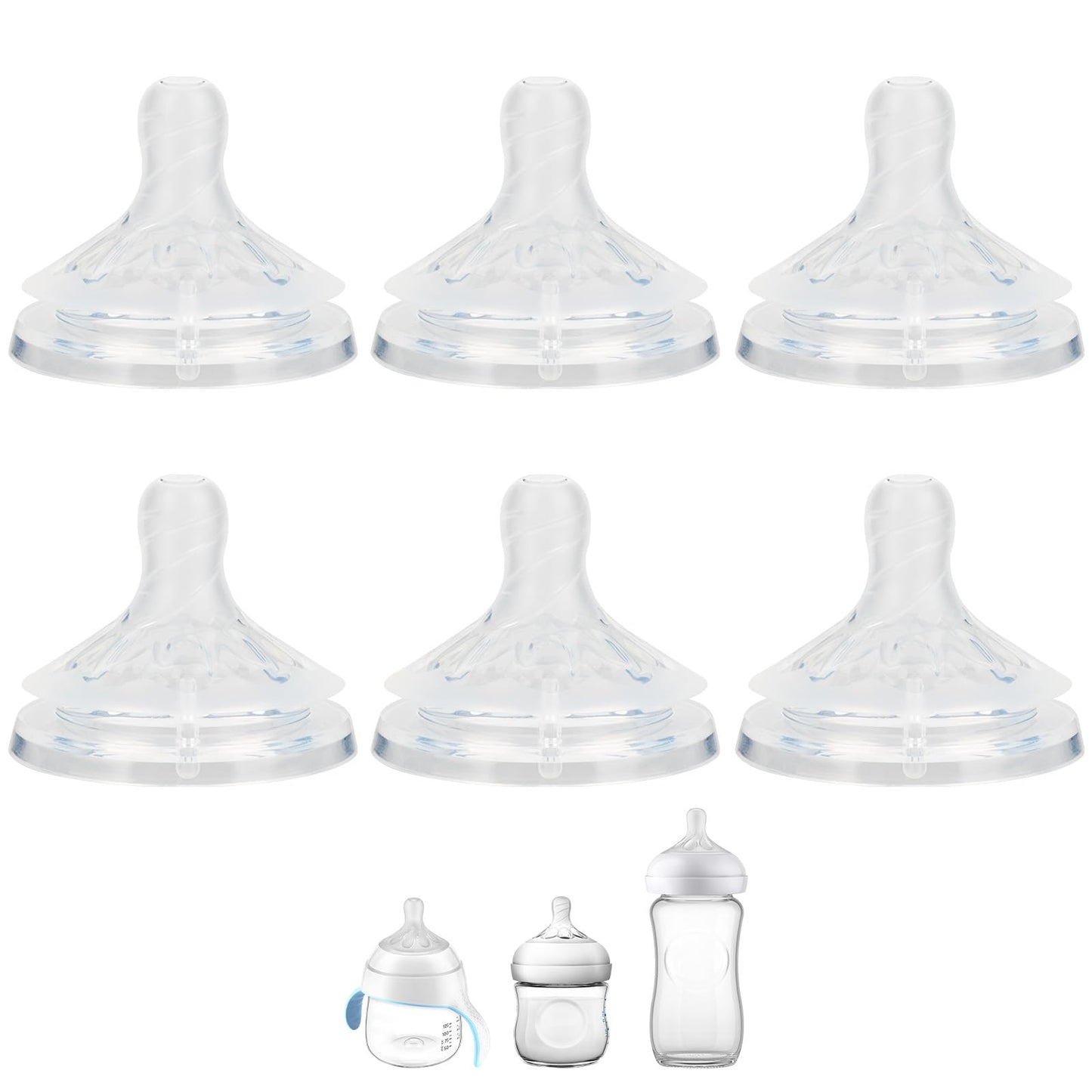 Silicone Nipple for Philips Avent Natural Baby Bottles and Natural Trainer Sippy Cup, Fast Flow (Flow 4), 3m+, 6 Count