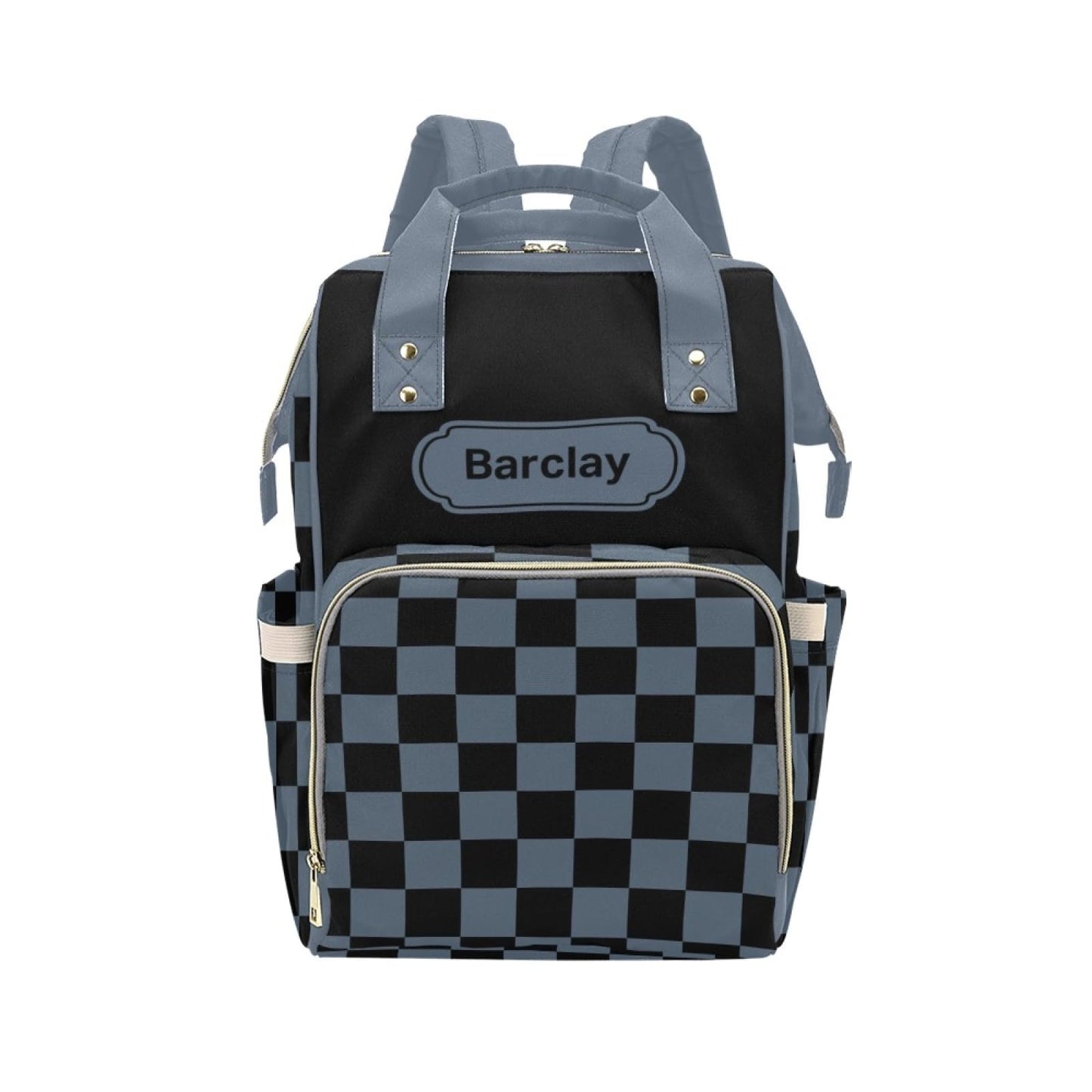 Workvalor Check Personalized Diaper Bag with Custom Name - Custom Baby Tote Backpack for Mom, Unique Gift for New Parents, Baby