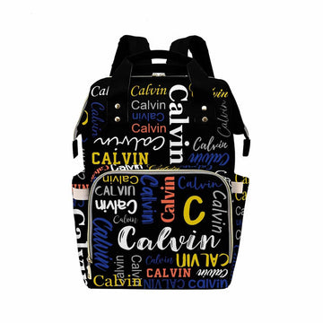 Custom Diaper Bag, Black Name Logo Personalized Diaper Backpack With Text Mummy Nursing Baby Bags Fashion Shoulders Bag Casual D