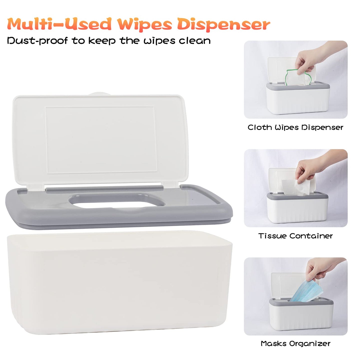 Famoplay 54 Packs Flannel Cloth Baby Wipes With Dispenser, Reusable Natural Skin-Friendly Baby Wipes, Body Face Hand Washcloth E