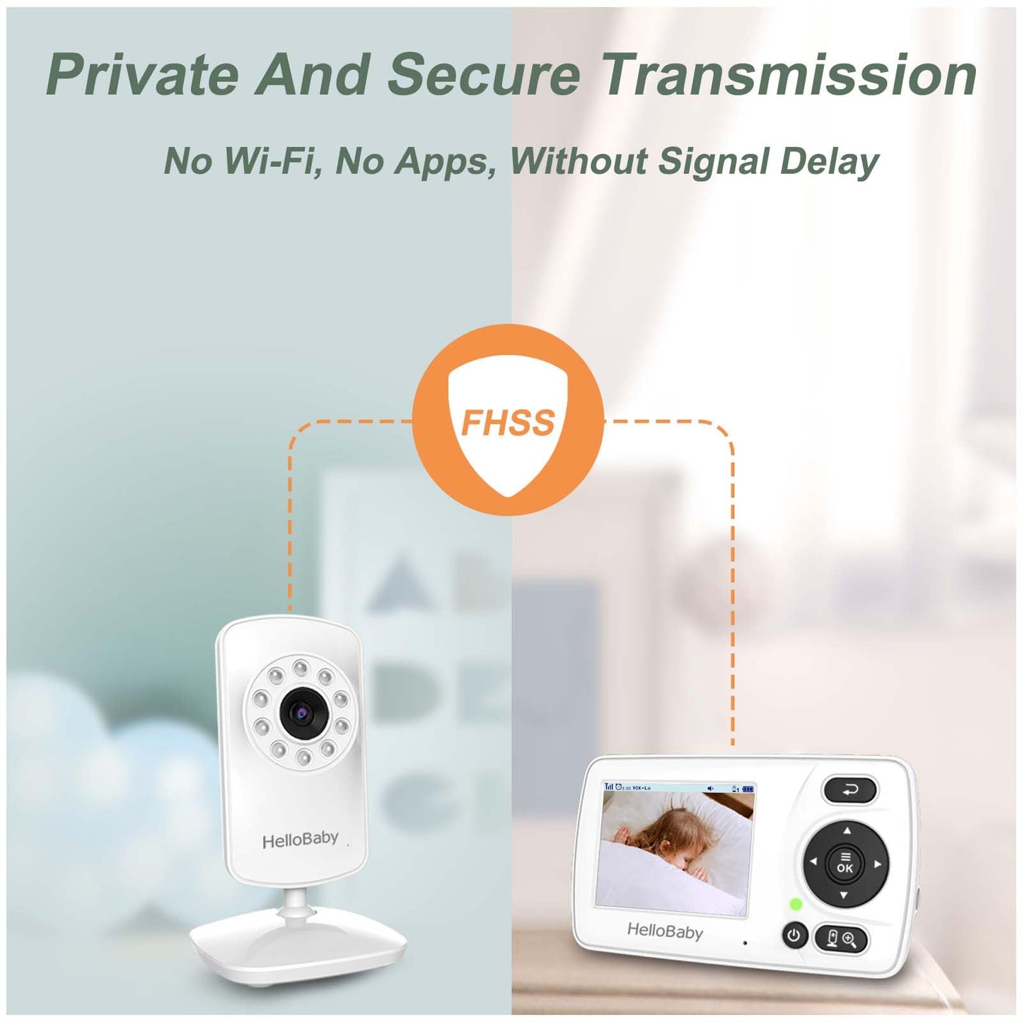 Hellobaby Monitor With Camera And Audio, 1000Ft Long Range Video Baby Monitor-No Wifi, Night Vision, Vox Mode-Power Saving, 2.4'