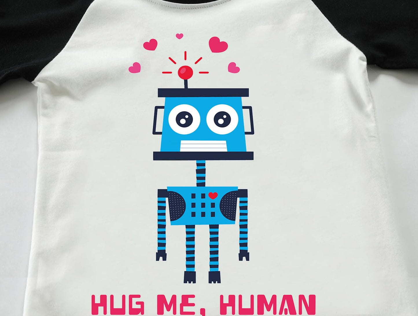 Tkria Big Boy Shirt For Valentine Day Robot Hug Me Human Toddler Pullover Love Heart Outfit Raglan Long Sleeve Top 8Years