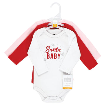 Hudson Baby Unisex Baby Cotton Long-Sleeve Bodysuits, Girl Christmas Sayings, 18-24 Months