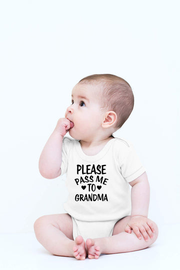 Cbtwear Please Pass Me To Grandma Baby Bodysuit Funny Infant Outfit Cute Newborn Clothes Unisex Romper (Newborn, White)