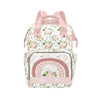 Personalized Floral Rainbow Diaper Bag for Women, Custom Name Nursing Mommy Daypack, Diaper Bag for Baby Girl, New Mom Gifts