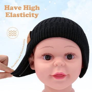 Poximi Baby Boy Winter Hat Toddler Warm Beanie Girl Knit Hats With Earflap Kid Cute Earmuffs Black