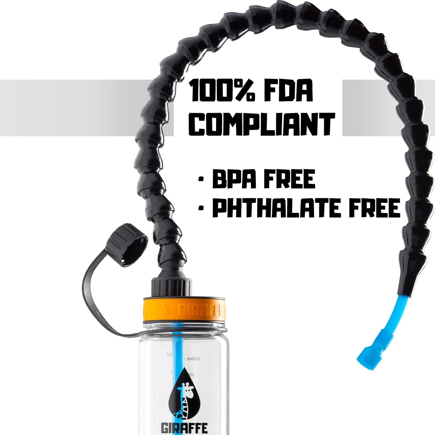 Giraffe Bottle Tower Xl Hands Free Drinking System, Clear Tritan Bottle, With Round Tube Mounted Bottle Holder (Length 36 In / 9