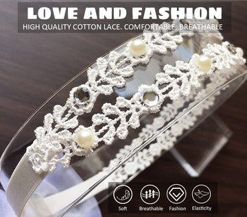 Danmy Baby Girl Super Elastic Headband,Cotton Lace Toddler Hair Band,Infant Soft Turban Hair Accessories Set