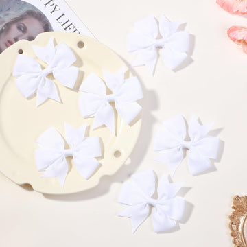 Choicbaby 3 Inches Hair Bows For Girls White Grosgrain Ribbon Pinwheel Hair Bows Clips Toddler Bows Hair Clips For Birthday Baby