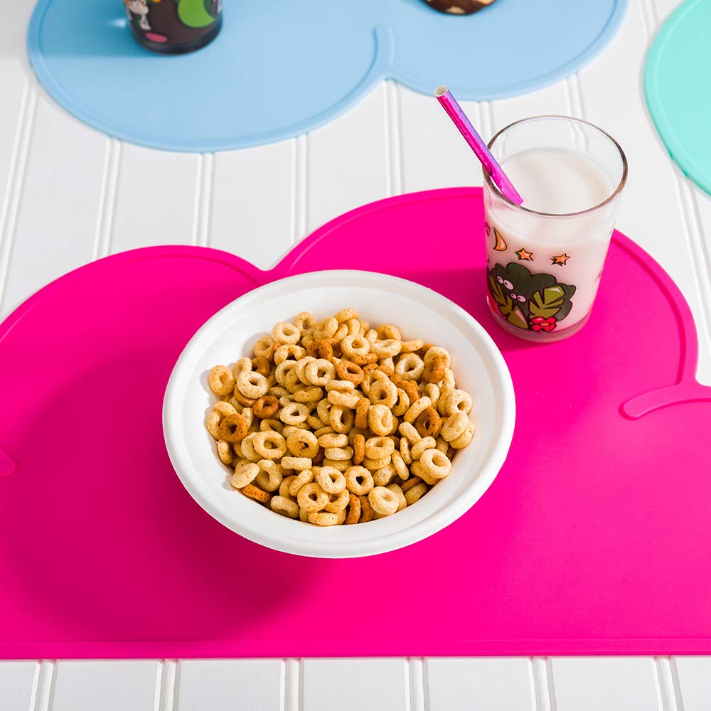Restaurantware Silicone Cloud Shaped Food Placemat - Magenta - Non-Slip - Easy Clean - Tabletop Protection - Great For Infants T