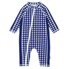 Swimzip Boys' Long-Sleeve Upf 50+ Swimsuit For Baby, Toddler, & Little Boys Navy Gingham