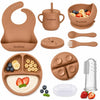 Tony Stark Baby Feeding Set, Silicone Tableware Kit For Baby, Bowl, Fork, Bib, Spoon, Cup & Suction Plates For Baby (Dark Blue)