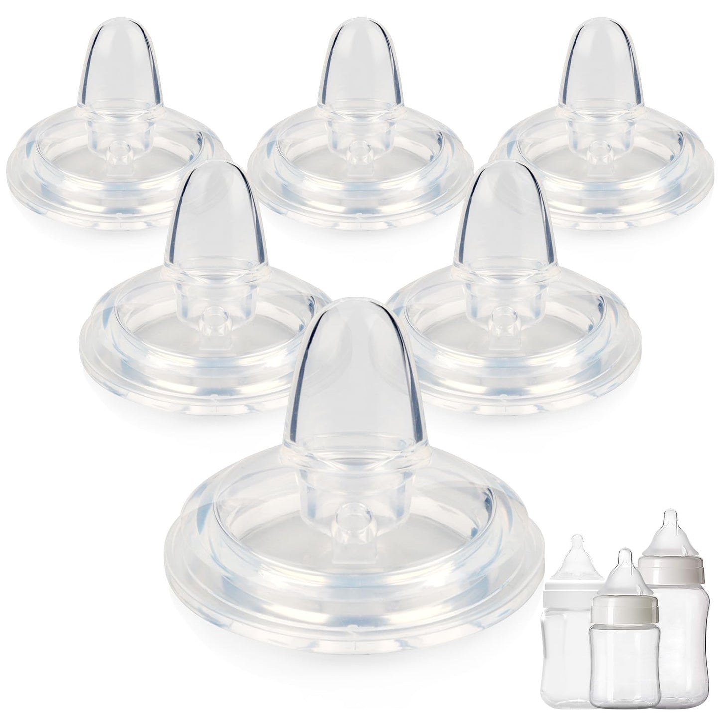 Sippy Spout Nipple for Evenflo Balance Plus Wide Neck Baby Bottles&Glass Bottle,Variable Flow, Silicone Conversion Nipples,6+ Mo