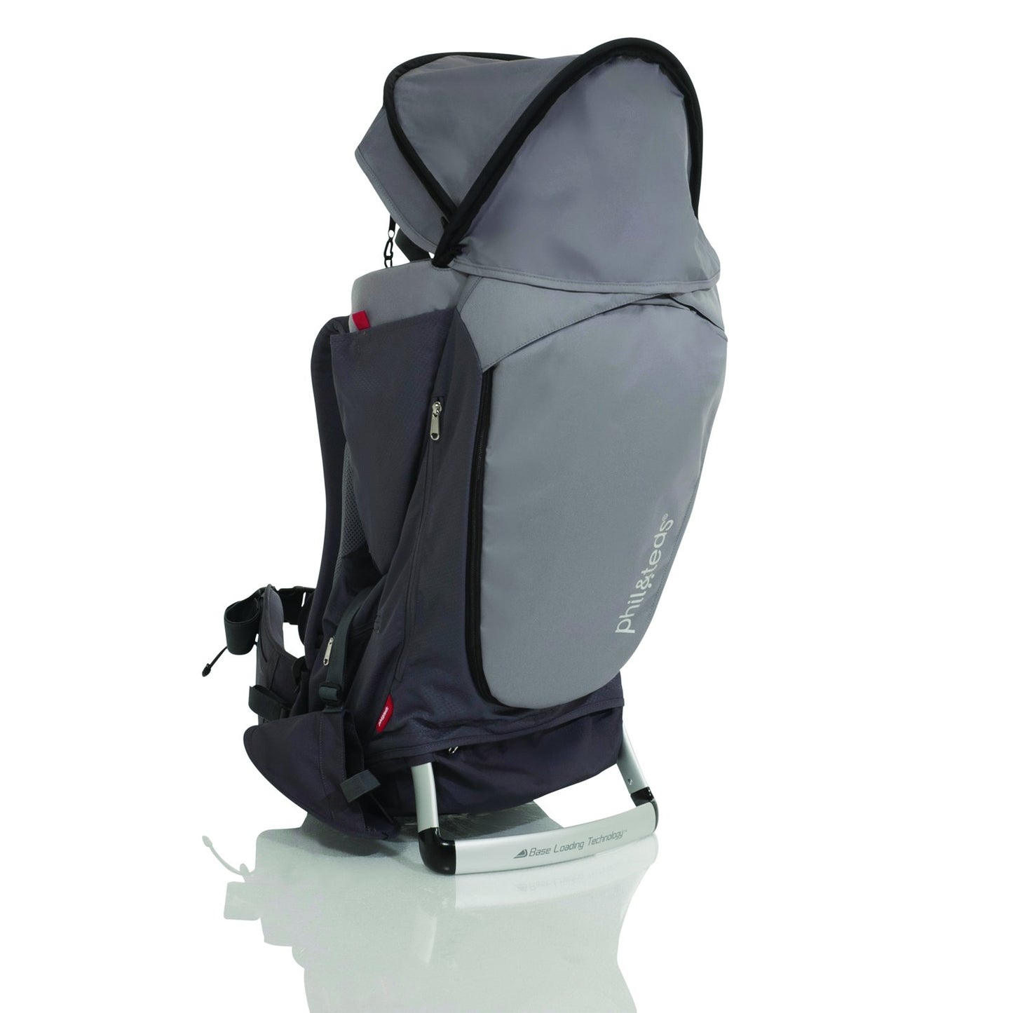 Phil&Teds Escape Child Carrier Frame Backpack, Charcoal - Height Adjustable Body-Tech Harness - Articulating Dual Core Waist Bel