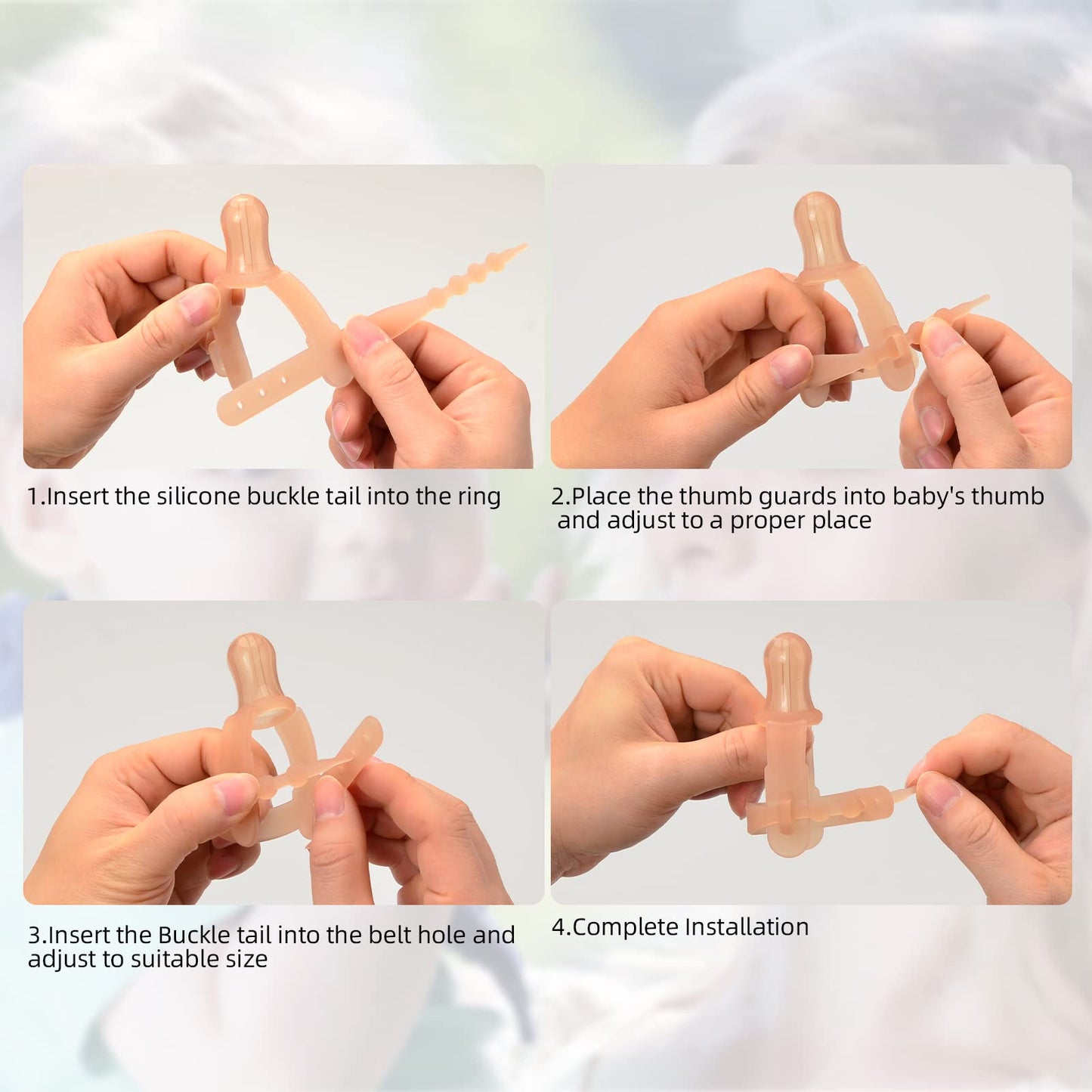 Elfzone Thumb Sucking Stop - 1-3 Years Old Baby - Adjustable Thumb Guard For Thumb Sucking Silicone Thumb Sucking Treatment Kit