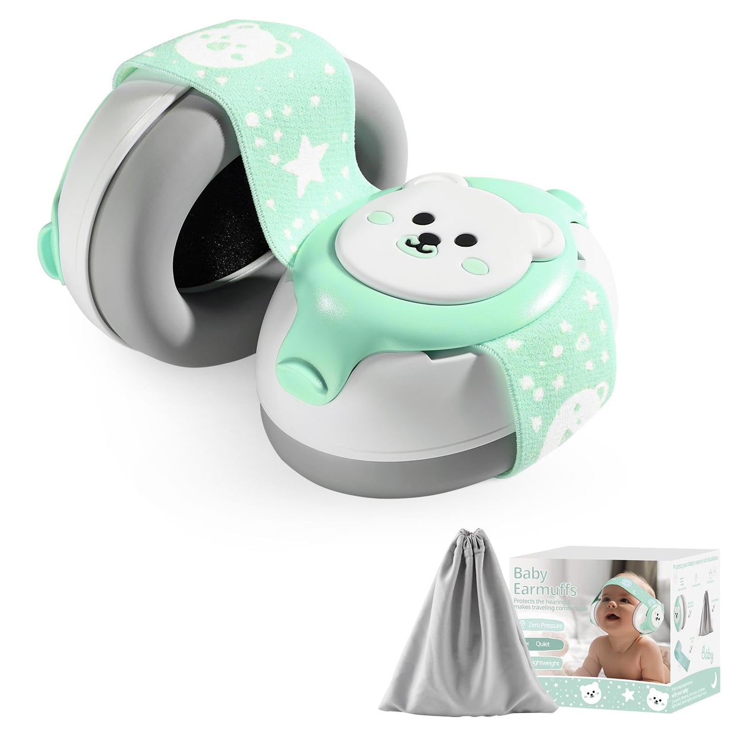 YomauiYee Baby Earmuffs,Bear Infant Headphones Noise Cancelling Infant Ear Protection with Adjustable Headband Baby Sound Proof