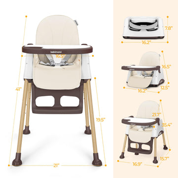 Babimoni 3 In 1 High Chairs For Babies And Toddlers, Convertible High Chair, High Chair With Foot Rest And Double Tray, Easy To