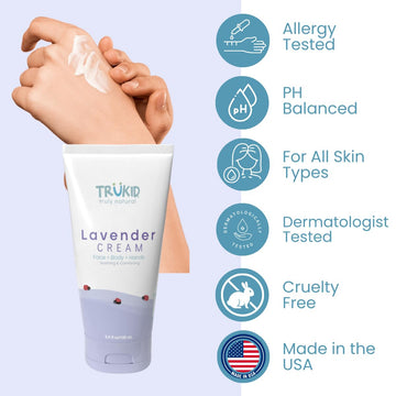 Trukid Lavender Skin Cream For Kids - Hydrates & Moisturizes Sensitive Skin, All Natural Ingredients, Enriched With Shea Butter,