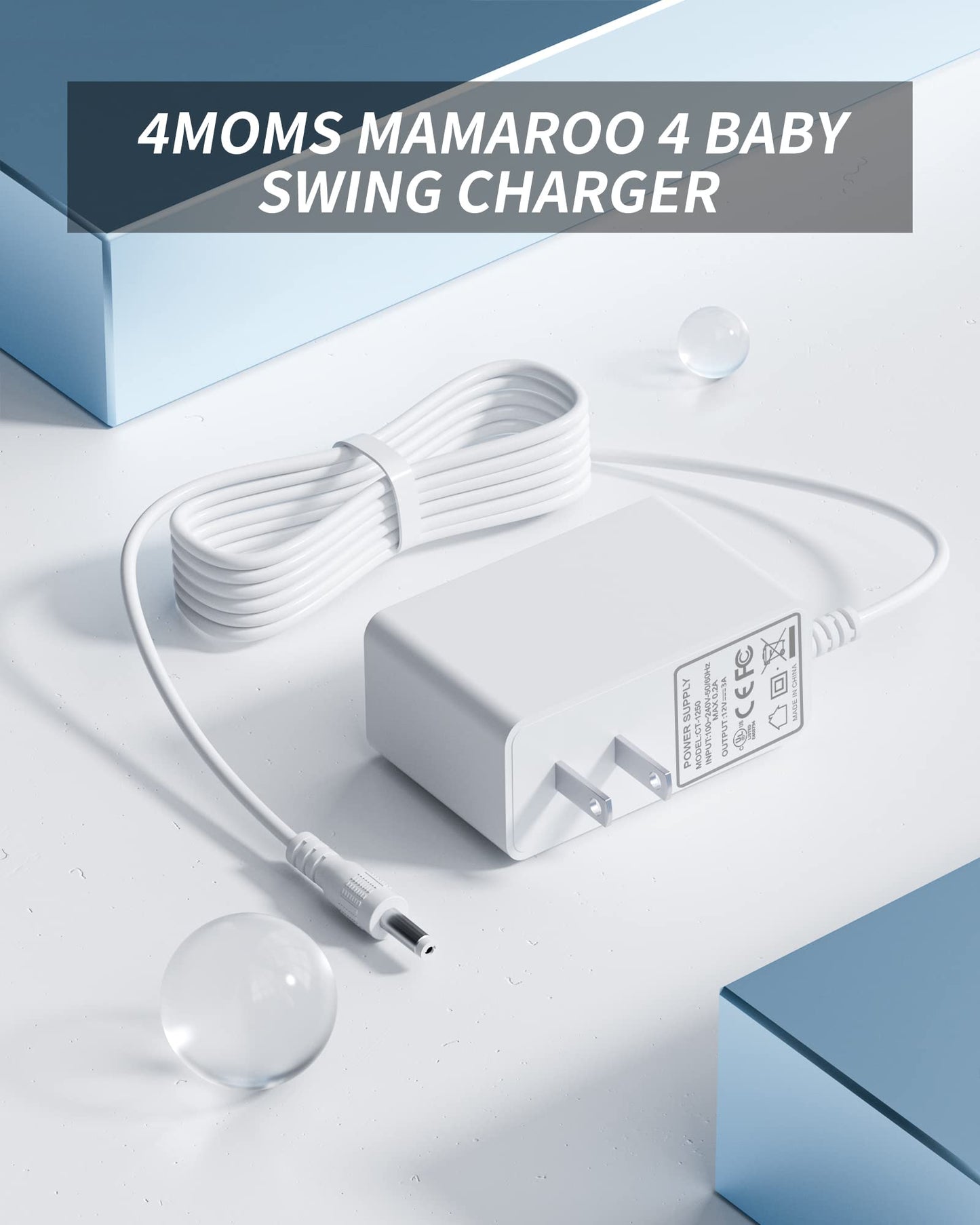 12V 3A For 4Moms Mamaroo Power Cord Compatible With 4Moms Mamaroo 2/4, For 2015 Mamaroo Infant Seat, Rockaroo Baby Swing Charger