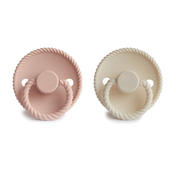 Frigg Rope Silkysoft Silicone Baby Pacifier | Made In Denmark | Bpa-Free (Blush/Cream, 6-18 Months)