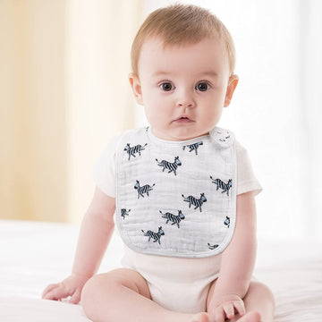 Snap Muslin Bibs For Boys & Girls, 3-Pack Baby Bibs For Infants, Newborns And Toddlers, 100% Cotton Muslin Absorbent & Soft Laye
