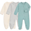 Aablexema Baby Footie Pajamas With Mitten Cuffs, Double Zipper Infant Cotton Clothes Sleeper Pjs, Footed Sleep Play (3-6M, Ivory