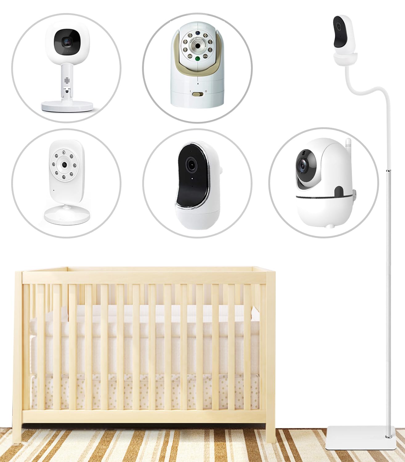 Baby Monitor Floor Stand Compatible with Hellobaby ,Infant Optics,Nanit Pro, Owlet Cam/Cam 2 Baby Monitor, Adjustable Height 67,