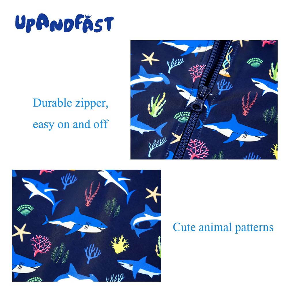 Upandfast Baby Boy Long Sleeve Swimwear Baby Beach One Piece Swimsuit With Snap Bottom (Navy, 9-12 Months)
