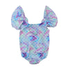 Enhill Toddler Infant Baby Girls Shiny Fish Scales Ruffles Sleeve Swimsuit One Piece Swimwear (2-3 Years) Colorful