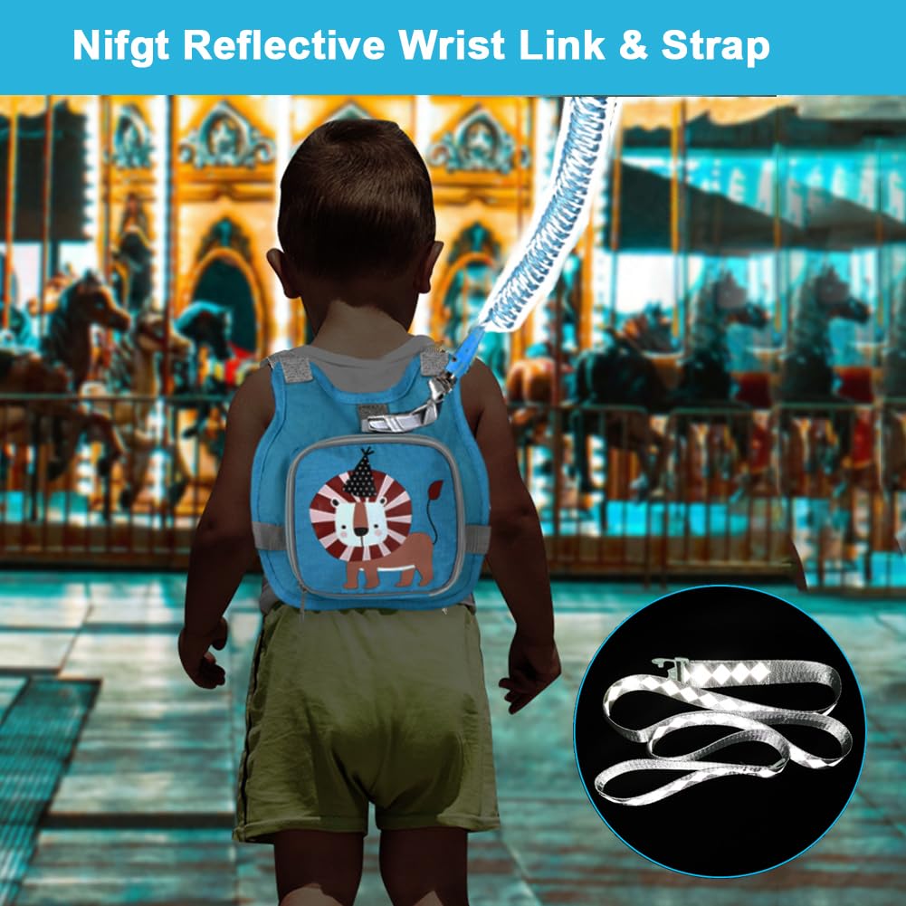 Toddler Harness Leash+ Anti Lost Wrist Link, Accmor Adorable Lion Baby Harness With Leash, Collapsible Child Anti Lost Leash Cut