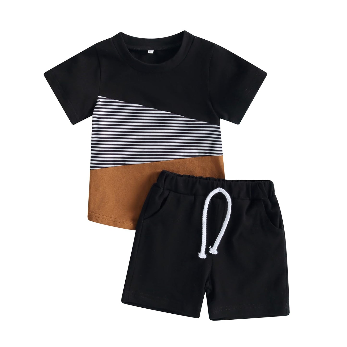 Mieeyali Kids Baby Boys Clothes Set Casual T Shirt And Shorts Set 3t 4t 5t 6t 7t Summer Outfit Size 3 4 5 6 7 (Black, 4-5T)