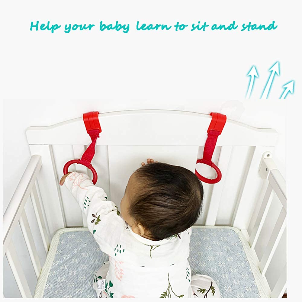 Baby Pull Up Rings,Standing Walker Crib Tool 4 Pieces Playpen Crib Hook Ring Help Baby Stand Universal Walking Training Tool