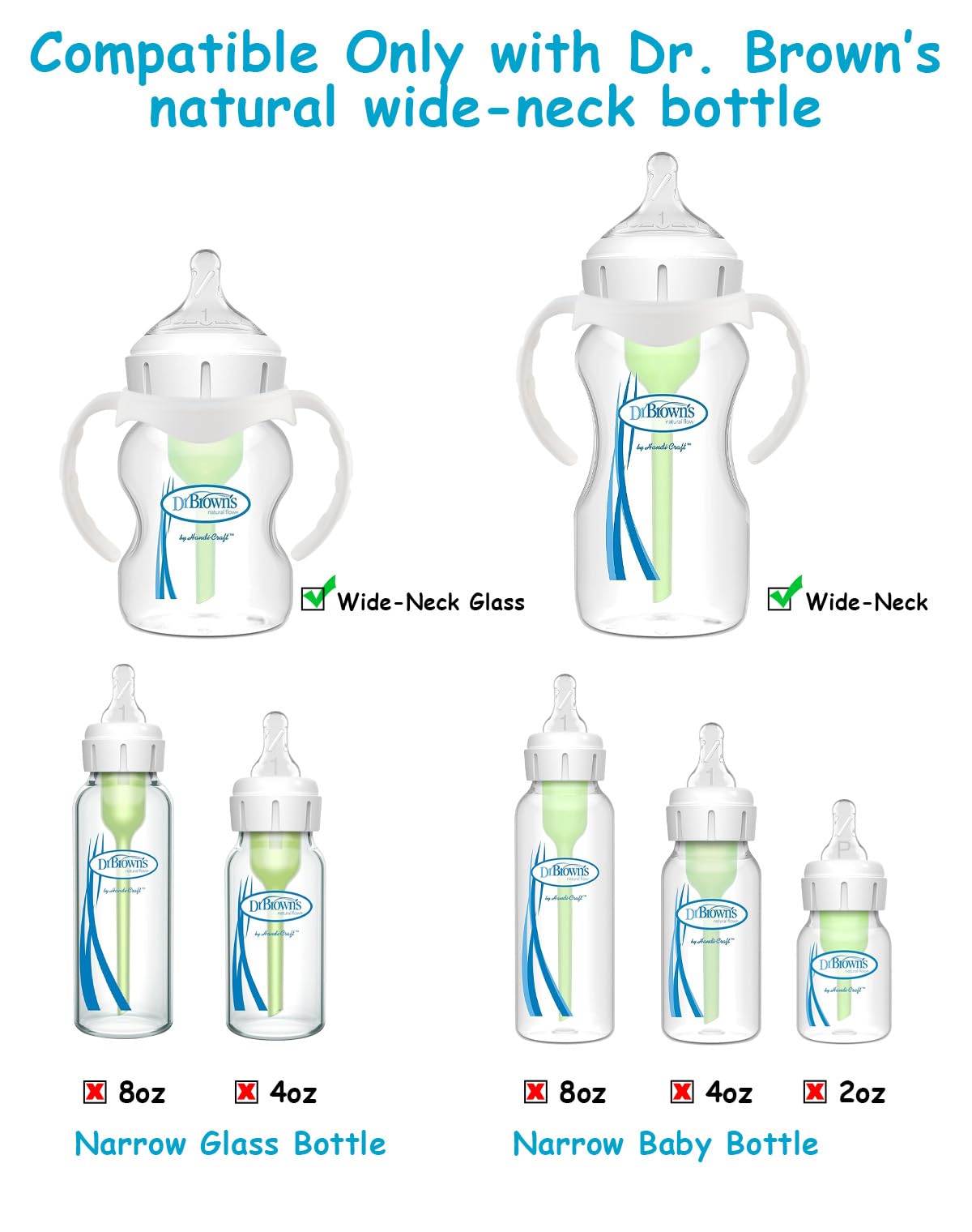 Sippy Cup Conversion Kit For Dr Browns Wide-Neck Baby Bottles, Spill-Proof Transition Kit With Silicone Sippy Nipple, Weighted S