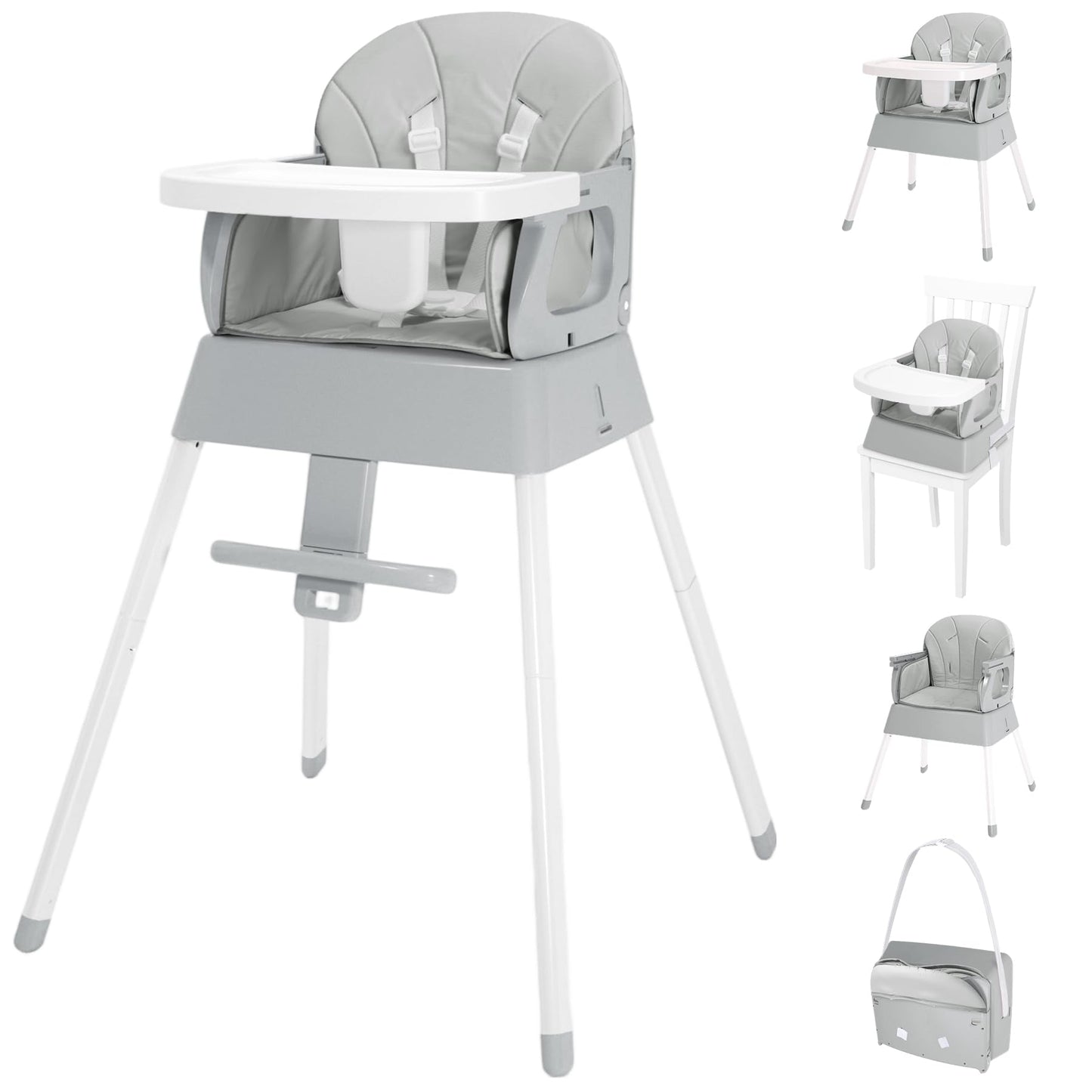 5 in 1 Foldable Baby High Chair,Convertible Highchair for Babies and Toddlers-Portable Infant Booster Seat,Carry Small Box,Dinin