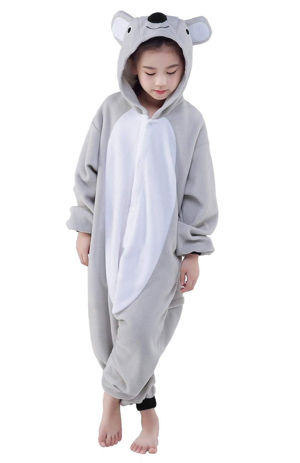 Canasour Koala Onesie Kids Halloween Cosplay Costume Girls One Piece Pjs Anime Unisex Hoodie Pajamas Grey For 6-8 Years Boys Par