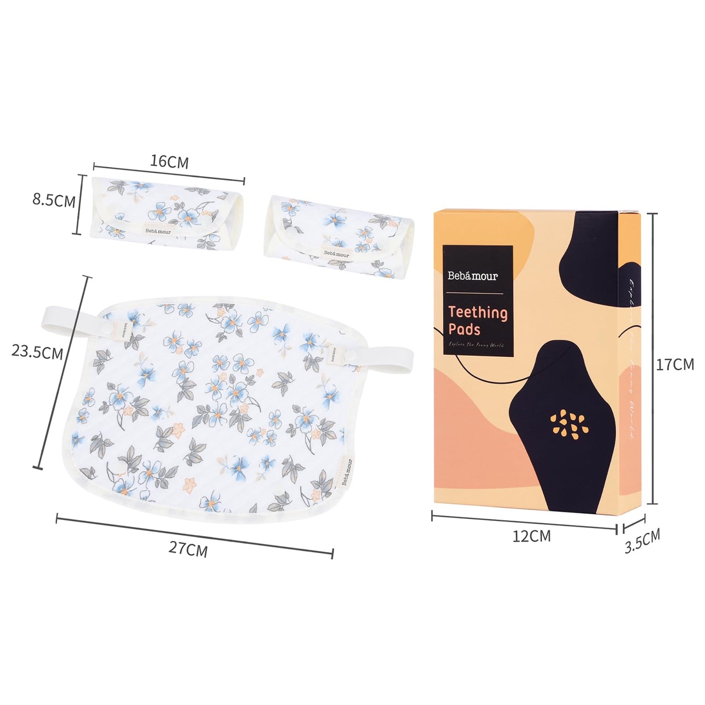 Bebamour Drool And Teething Reversible Cotton Pad For All Carry Positions Baby Carrier White Drool Bib For Boys & Girls(White)