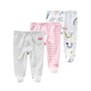 Teach Leanbh Newborn Baby 3 Pack Footed Pants Cotton Embroidery Pringting Casual Leggings 0-12 Months (0-3 Months, Rainbow)
