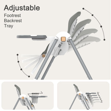 Taleco Gear Foldable Baby High Chair, 3-In-1 High Chairs For Babies And Toddlers With Removable Seat & Tray, 4 Locking Wheels, A