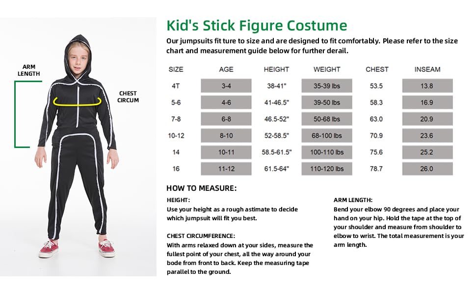 Hsctek Light Up Stick Figure Costume Kids, Led Stick Man Costumes Child Boys Girls, Halloween Glow In Dark Stickman Cosplay Yout