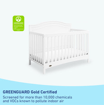 Graco Paris 4-In-1 Convertible Crib (White) - Greenguard Gold Certified, Converts To Toddler Bed, Daybed And Full Bed, Fits Stan