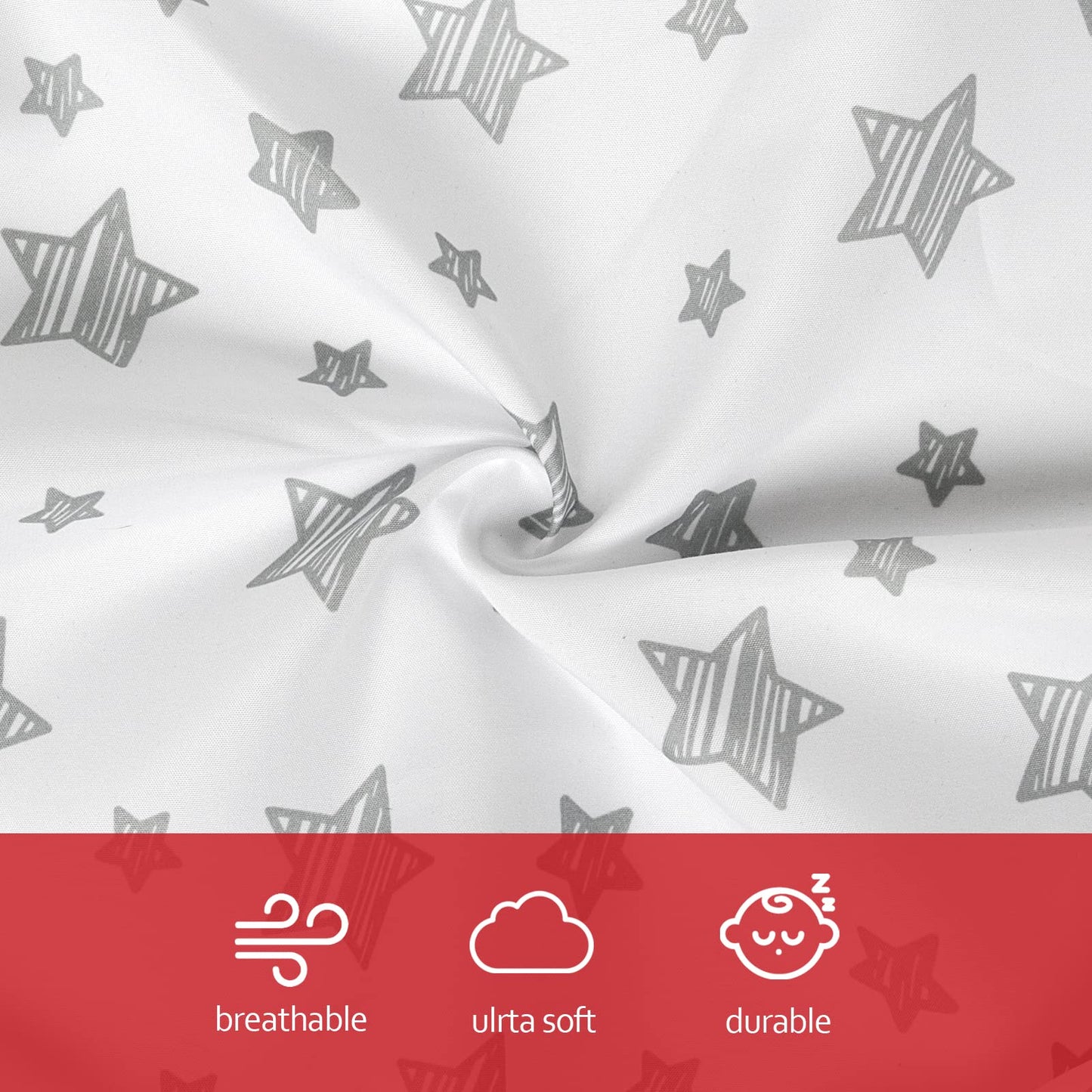 Nursing Pillow Cover White With Star Print, Snug Fits Boppy Nursing Pillows, Breastfeeding Nursing Pillow Slipcovers Super Soft,