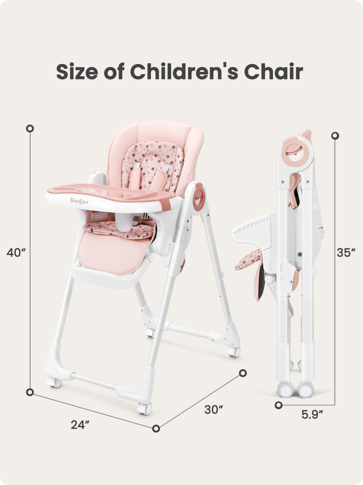 Babilous Convertible High Chairs For Babies And Toddlers, Foldable High Chair With Adjustable Backrest, Footrest And Tray, Baby